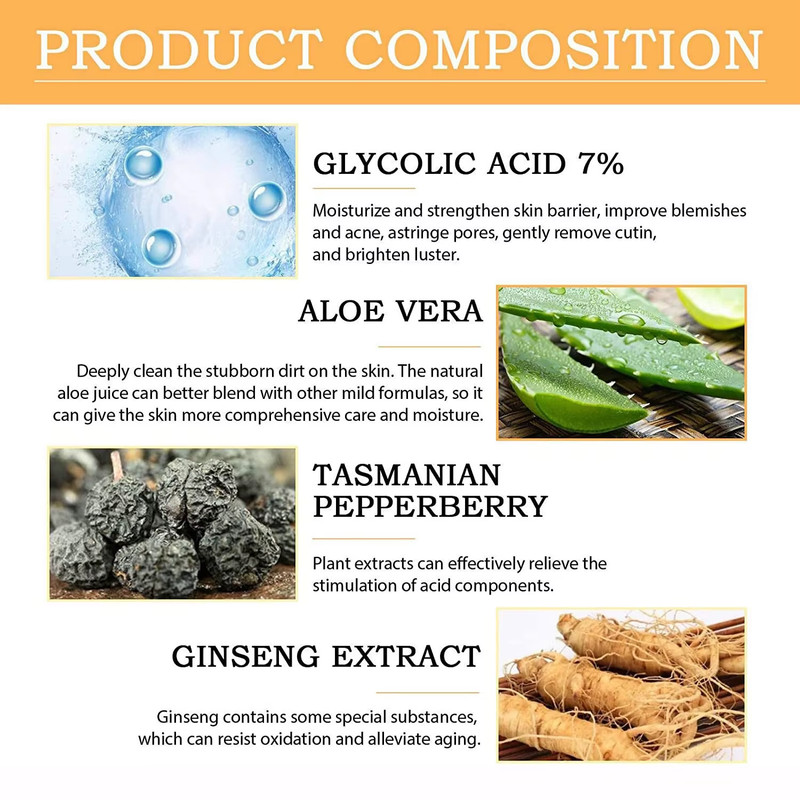 Glycolic Acid 7% Toning Solution 100ML Acne Remover & Skin Brightening Care gallery