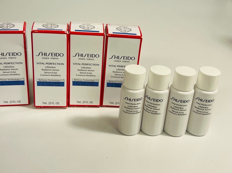 4x Shiseido Vital Perfection LiftDefine Radiance Serum 7ml .23oz Ea = 2ml Total