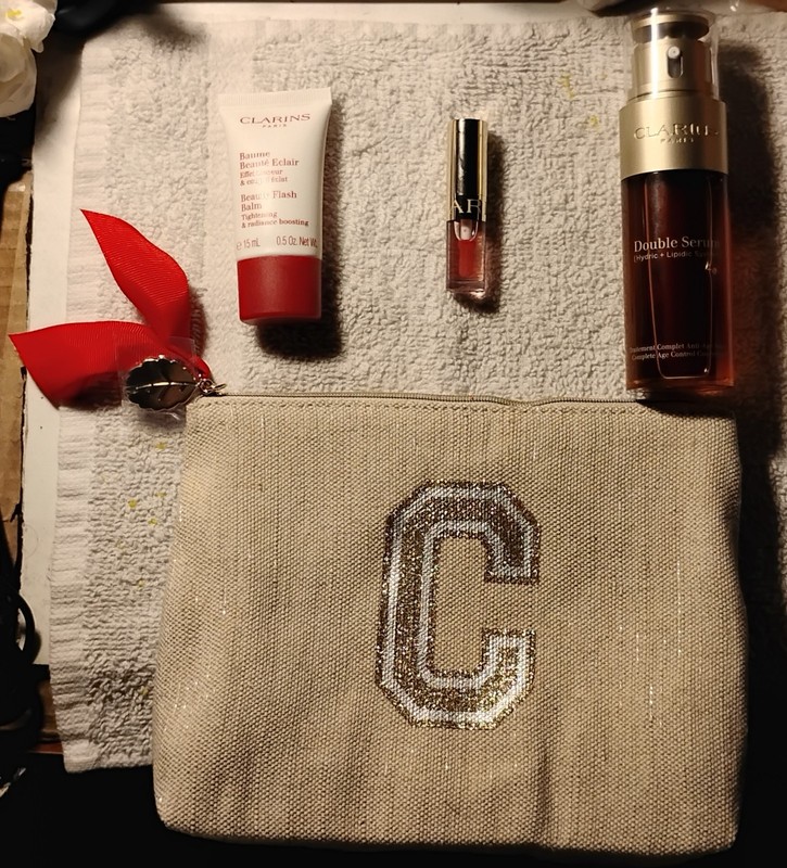 Clarins Double Serum Anti Age Control Concentrate 1.6 oz NIB with lip oil, balm