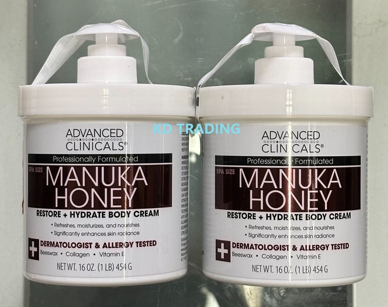 (2-Pack) ADVANCED CLINICALS Spa Size MANUKA HONEY Restore Hydrating BODY CREAM