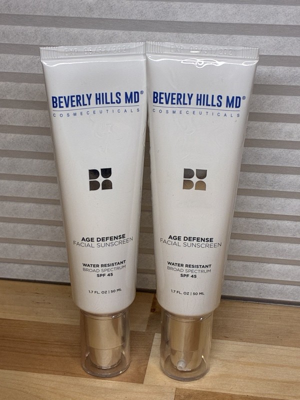 Lot Of (2) BEVERLY HILLS MD AGE DEFENSE FACIAL SUNSCREEN SPF 45 1.7oz