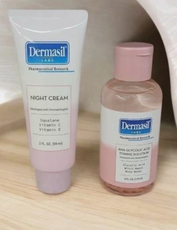 Dermasil Labs AHA Glycolic Acid Toning Solution and Night Cream.