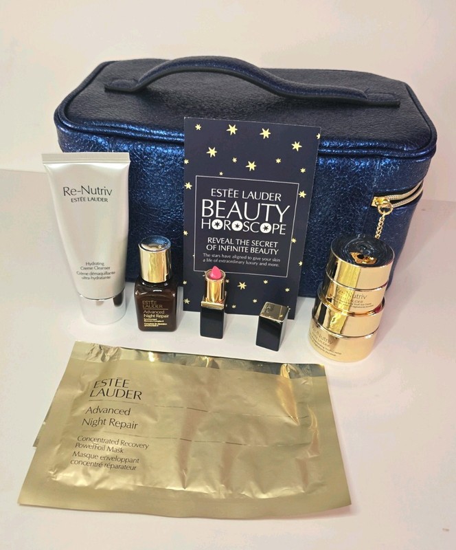 ESTEE LAUDER 6 PCS GIFT SET RE-NUTRIV ULTIMATE DIAMOND SKINCARE/POUCH