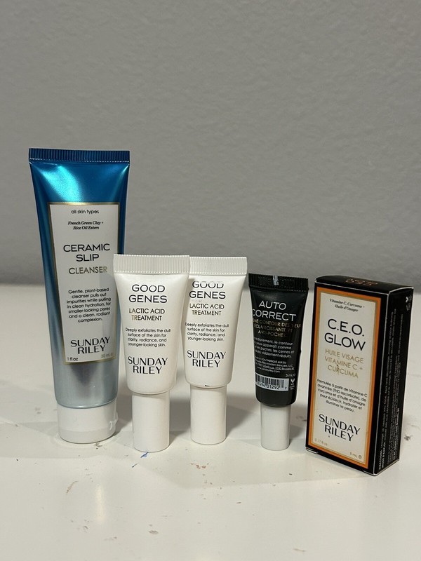 NEW Sunday Riley CEO Glow, 2xGood Genes, Ceramic Slip, Auto Correct travel sizes