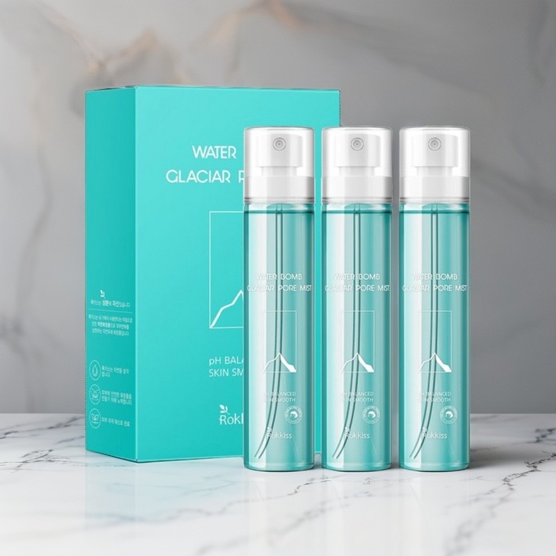 ROKKISS Water Bomb Glacier Water Pore Mist 100ml (3.38oz)x 3pcs K-Beauty