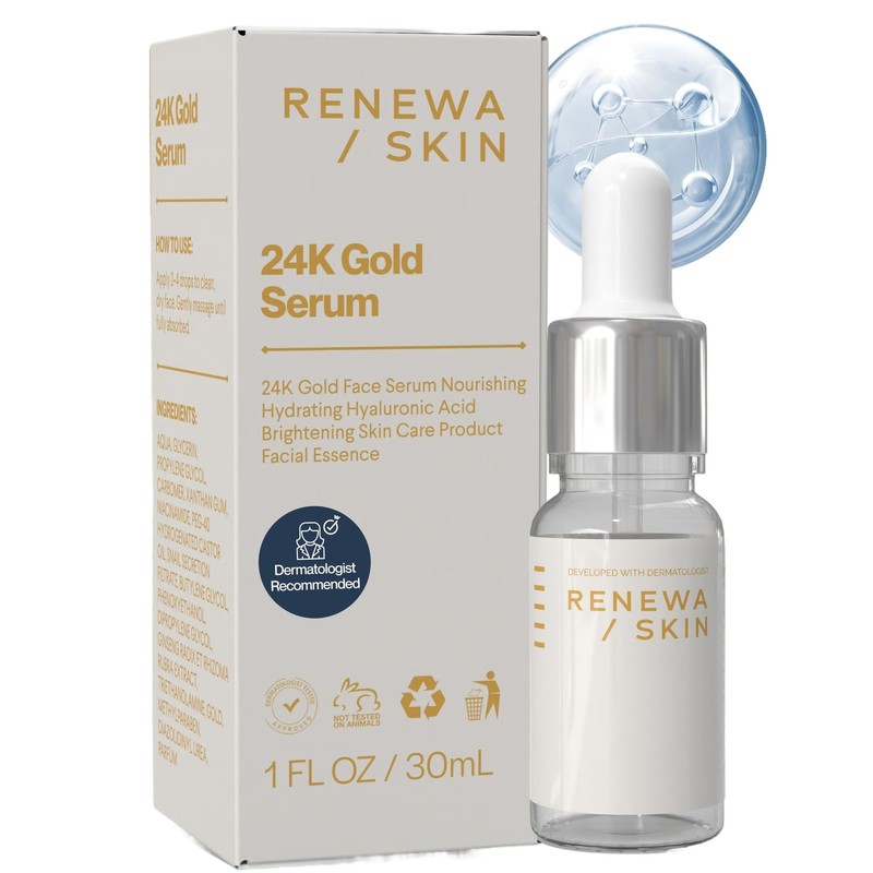 Renewa Skin 24K Gold Niacinamide Serum for Face – Hydrating & Brightening Fac…