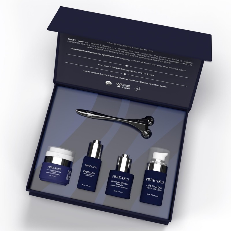 Pureance Mature Glow Gift Box Beauty Skin Care Set for Women Bakuchiol Plum…