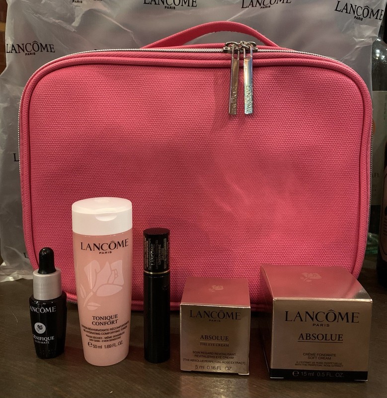 Lancôme 6 pcs Absolue Revitalizing Toner Mascara Serum Eye Cream Cosmetic Bag