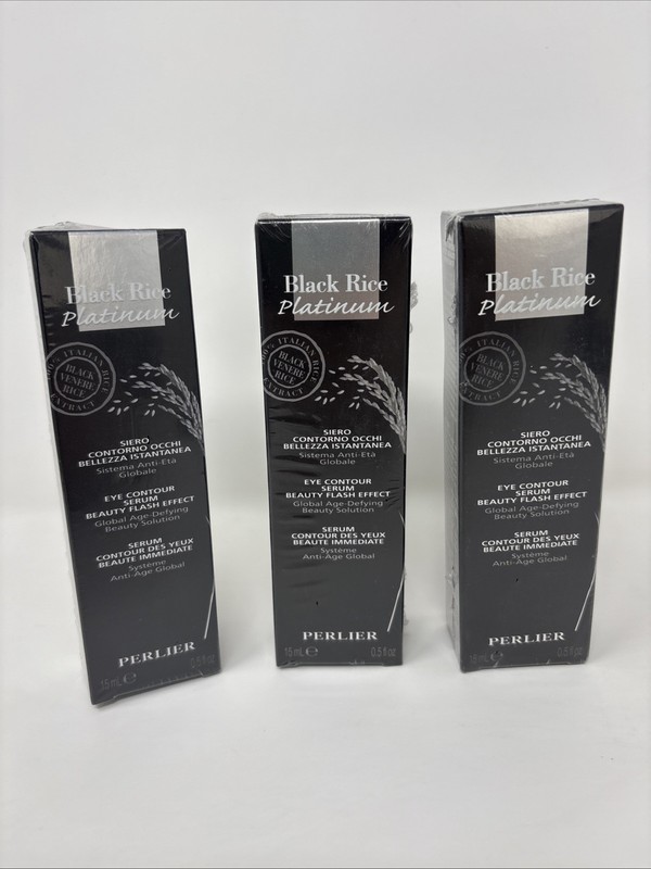 3xPerlier Black Rice Platinum Eye Contour Serum Beauty Flash Effect 0.5 Oz