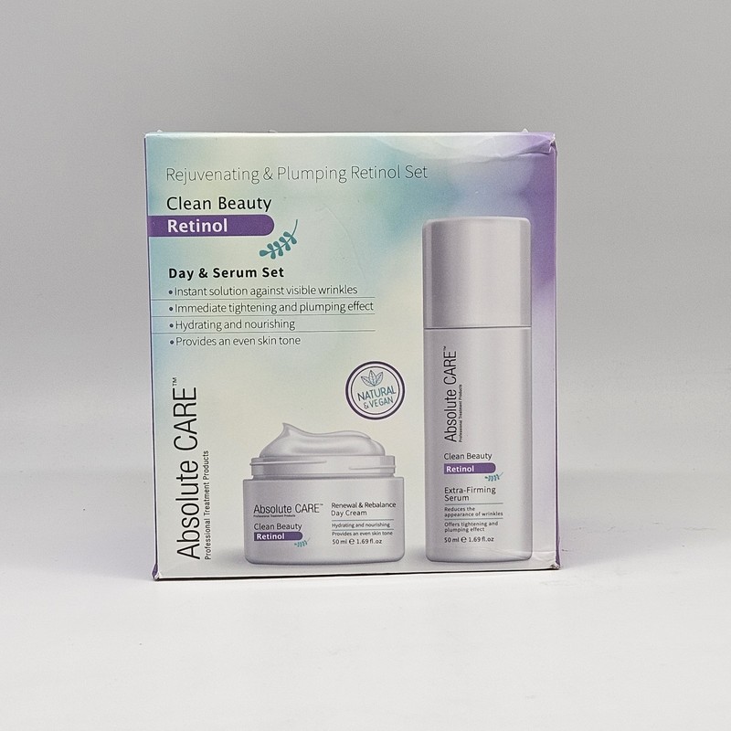 2 PC Absolute Care Clean Beauty Retinol Day Face Cream + Serum Set to Rebalance