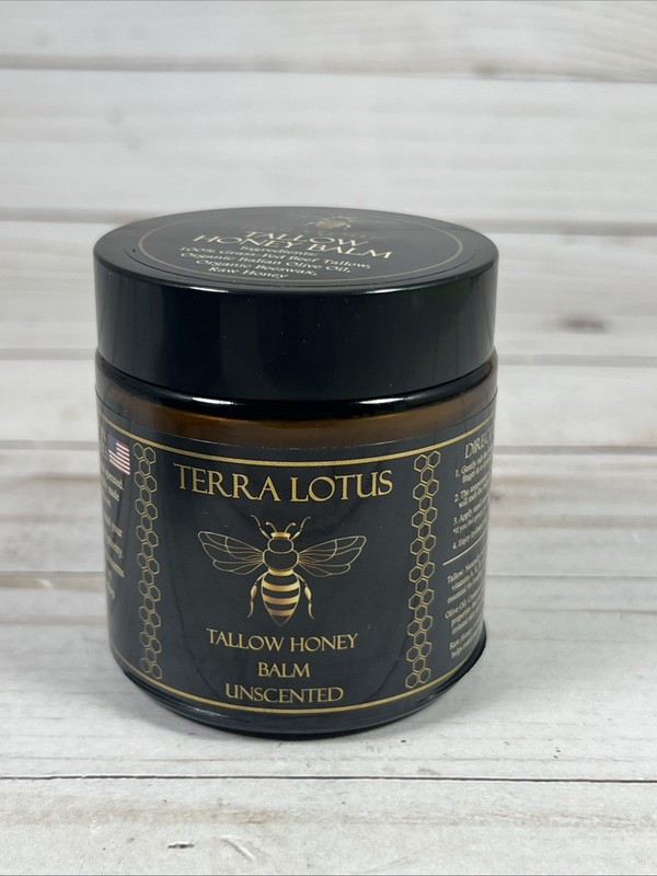 Terra Lotus Organic Grass Fed Beef Tallow Honey Balm Unscented Large 4oz Jar gallery