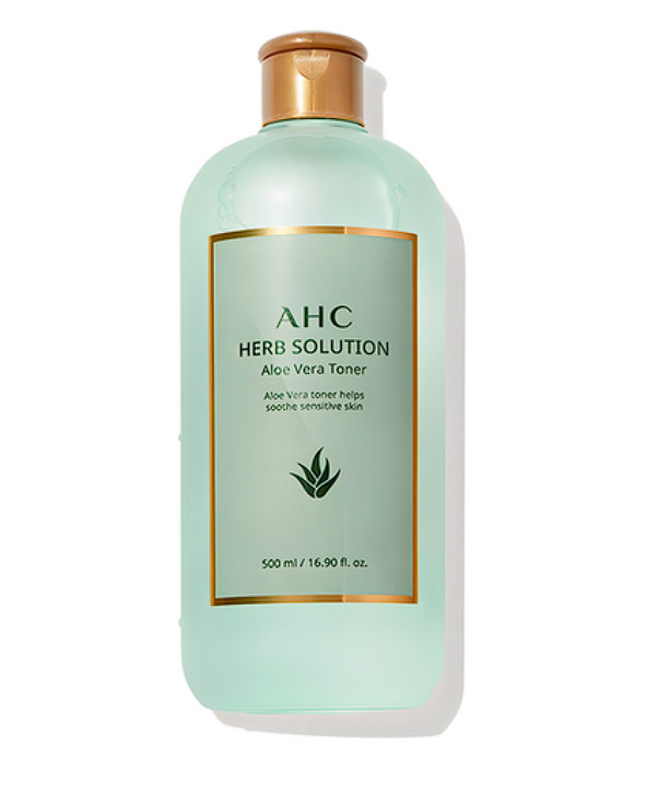 [Korea Origin] AHC Herb Solution Toner 500ml – Aloe, Lemon, Rose, Witch Hazel