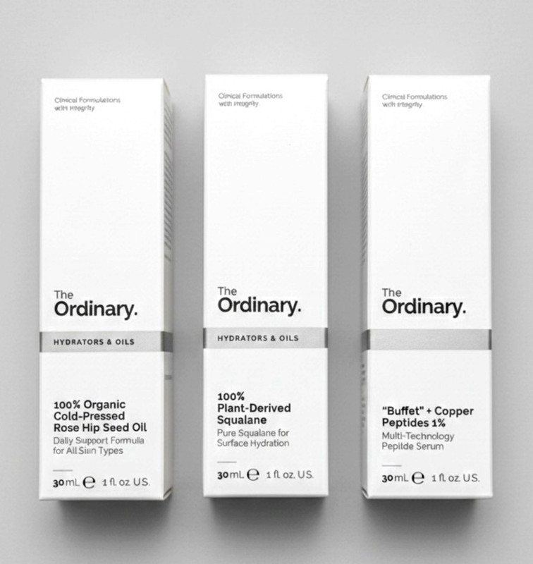 3 x The Ordinary Trio Set Buffet Copper Peptides Serum RoseHip Oil Plant-Derived