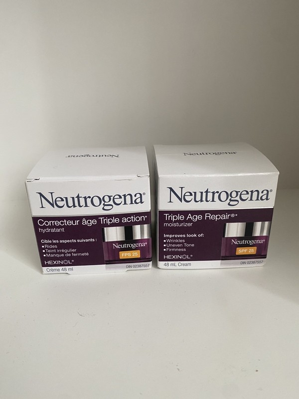 Lot of 2 Neutrogena Triple Age Repair Face Cream SPF 25 1.7 oz EXP 2025/10