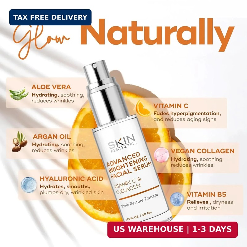 Skin Aesthetics Vitamin C Serum For Face - Dermatologist Tested - with Collagen gallery