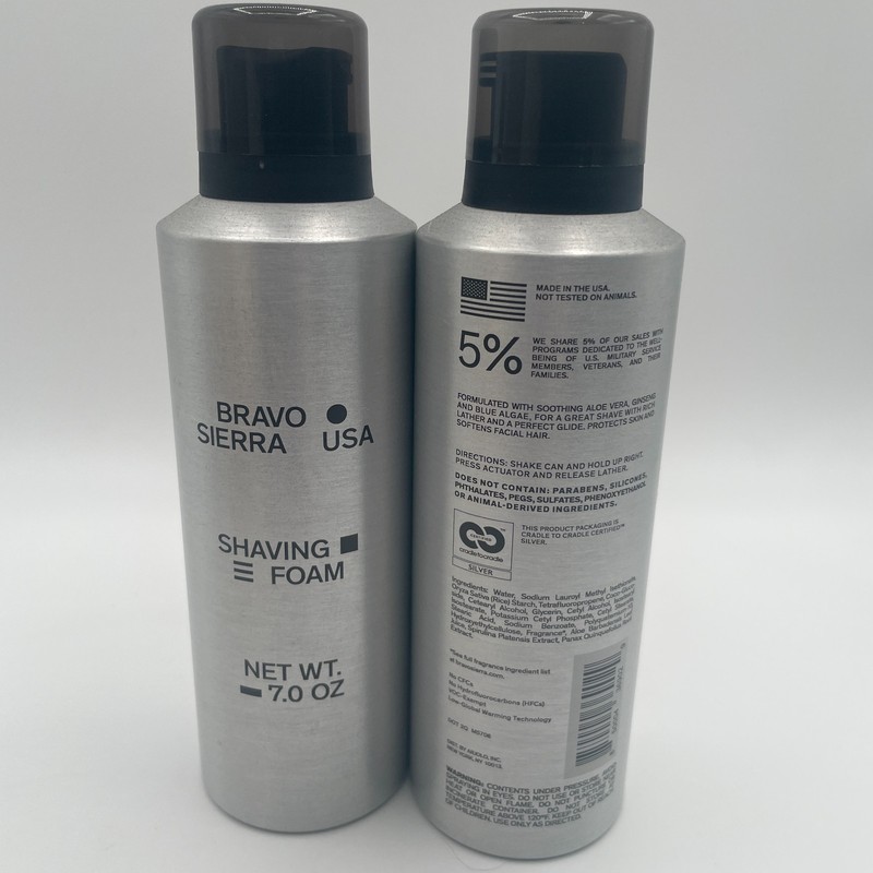 Bravo Sierra USA Shaving Foam 7.0 OZ NEW lot of 2