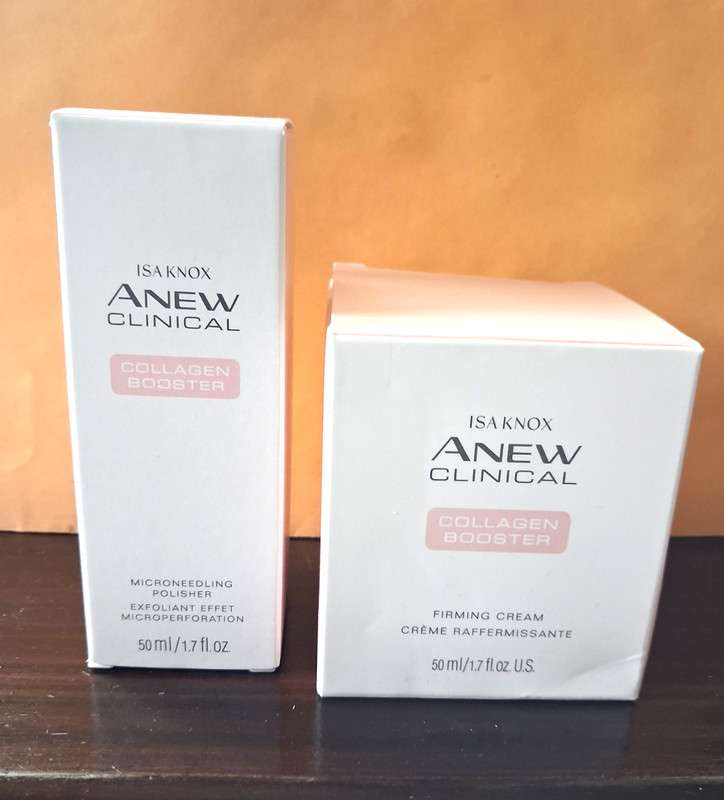 Avon Isa Knox Anew Clinical Collagen Booster Firming Cream & Polisher, Both NIB