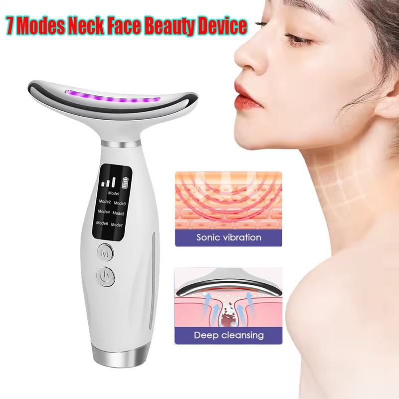 7Colors Face Neck Lifting Massager Beauty Device LED Wrinkle Double Chin Remover gallery
