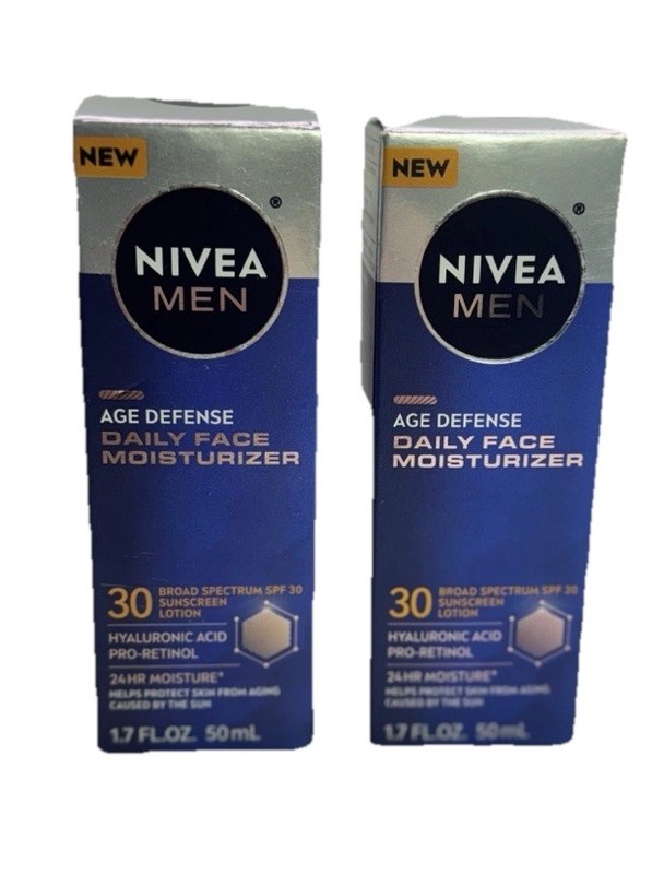 (2) Nivea Men Age Defense Daily Face Moisturizer w/SPF 30 – 1.7 fl oz Exp 11/26