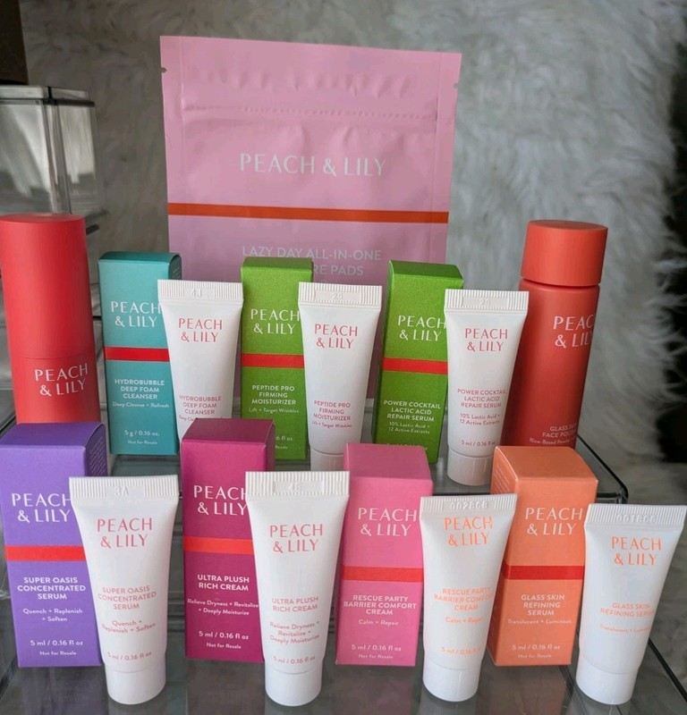 Lot of 10 Peach & Lily Assorted Cleansers Moisturizer Serums Firming Skin Care gallery