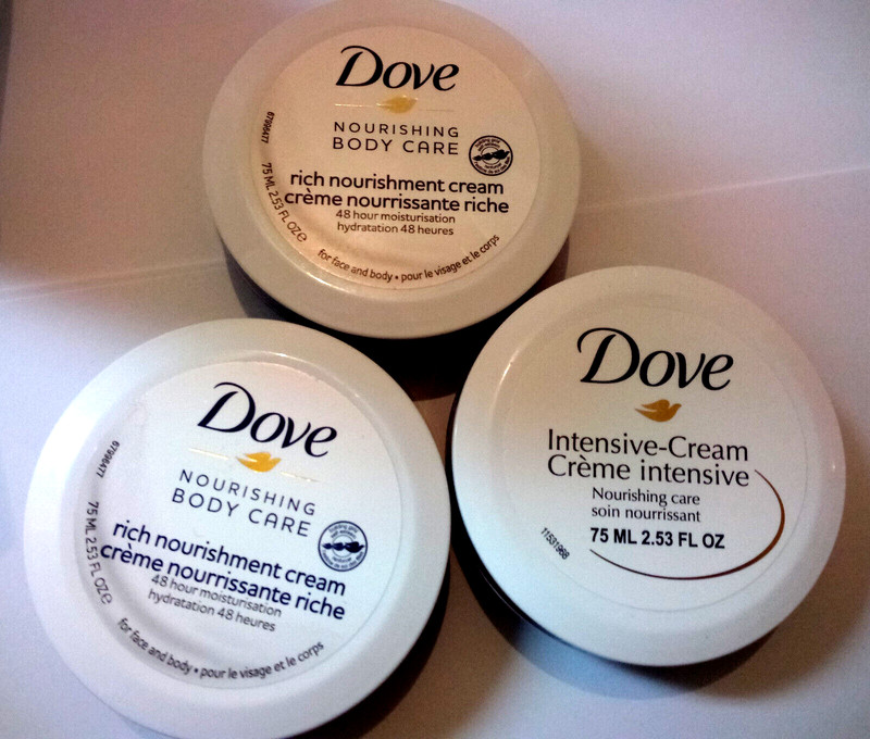 3 x DOVE (2) Nourishing Body Care & (1) Intensive-Cream 2.53 oz (75ml) Sealed