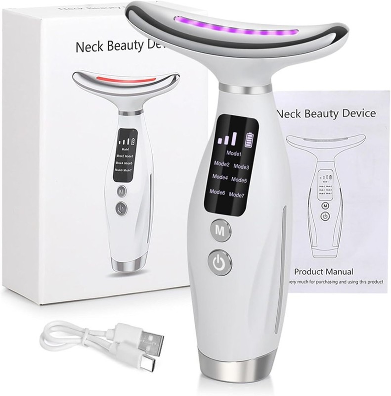 7 Colors LED Light Therapy Anti Aging Facial Massager Neck Lifting Beauty Device