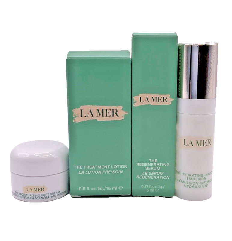 LA MER Skincare 4 Piece Infused Emulsion Treatment Lotion Soft Cream Regen Serum