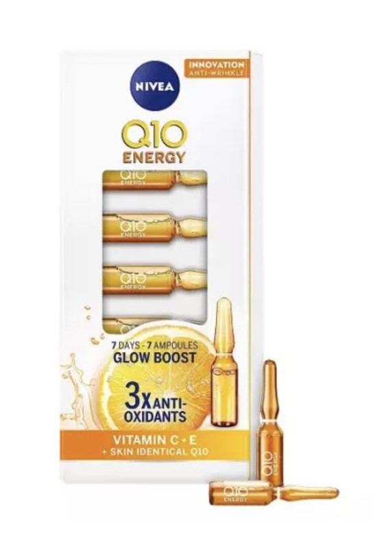 Nivea Face Ampoules Q10 Energy Glow Boost Vitamin E C Anti Wrinkles ANTIOXIDANT