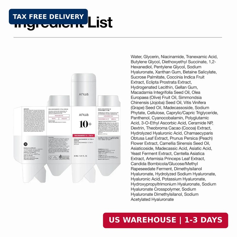 Anua Niacinamide 10 + TXA 4 Serum, Dark Spot Care, Hyaluronic Acid, Tranexamic A gallery