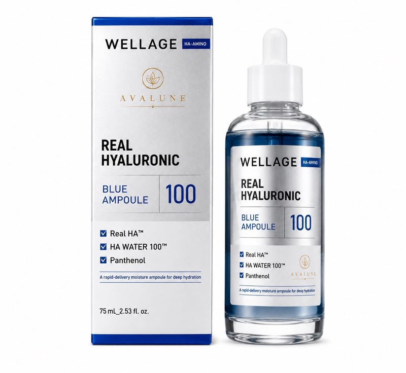 WELLAGE Real Hyaluronic BLUE Ampoule 100 – 2.53 oz – EXP 11/17/2028- SEALED