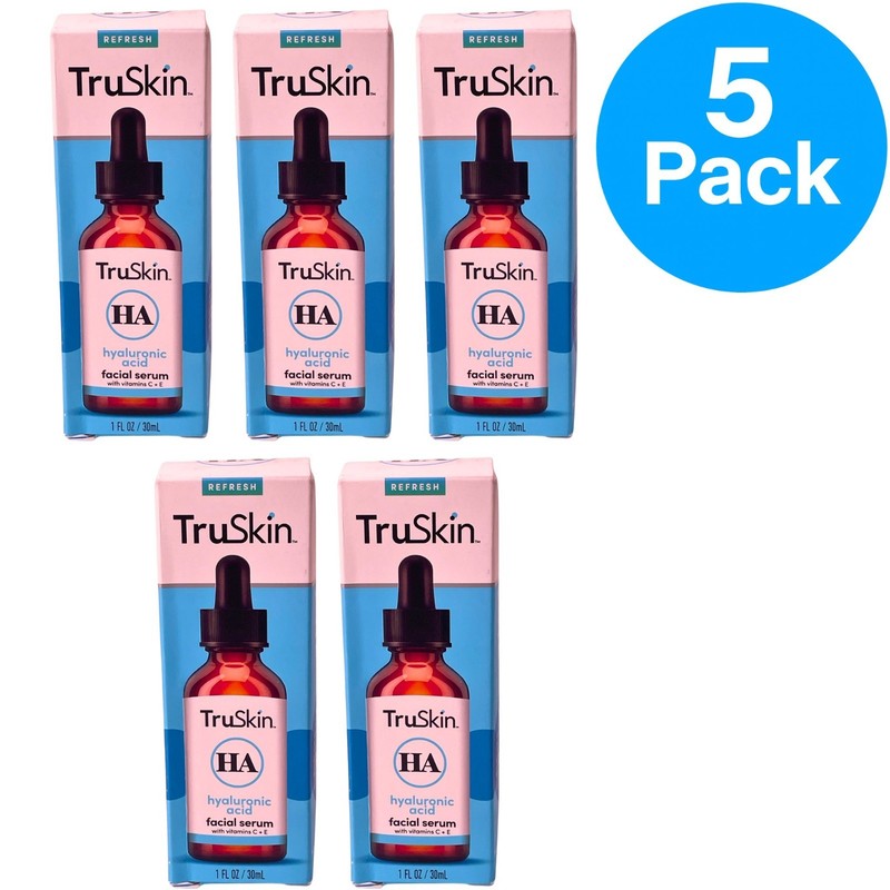 TruSkin Hyaluronic Acid Facial Serum with Vitamin C & E 1 oz – 5 Pack Bundle