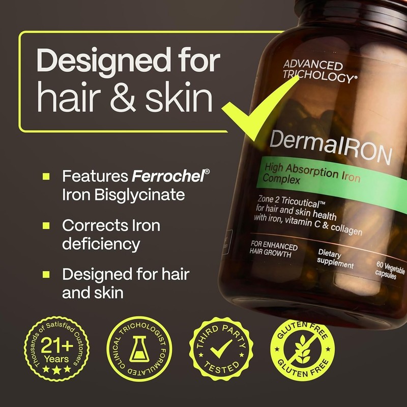 DERMA-IRON SUPPLEMENT Designed for Hair & Skin Health Advanced Trichology 60C gallery
