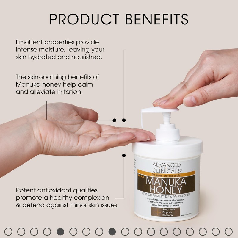 Advanced Clinicals Manuka Honey Cream Face Moisturizer & Body Butter Lotion F... gallery