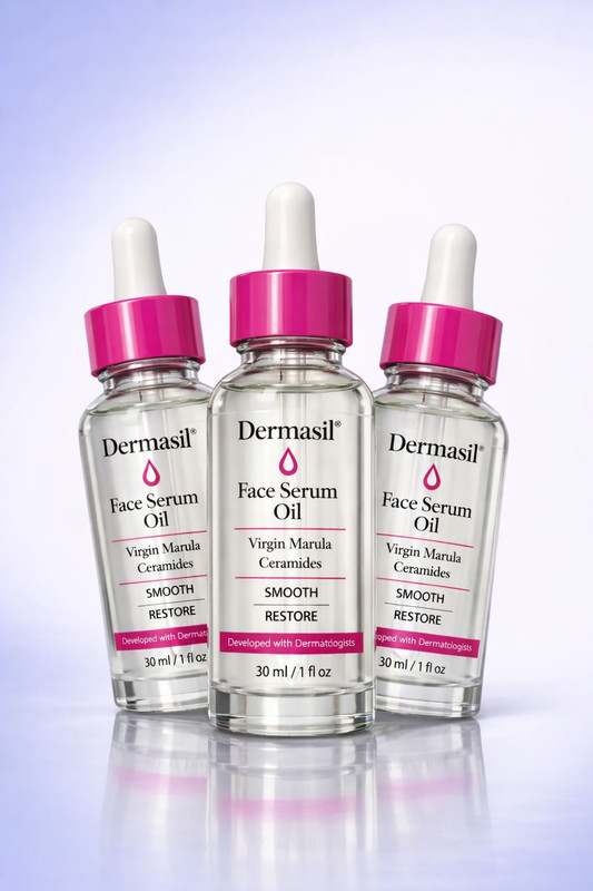 Dermasil Face Serum Oil 1oz With Virgin Marula Ceramides-Smooth & Restore 3 Pack