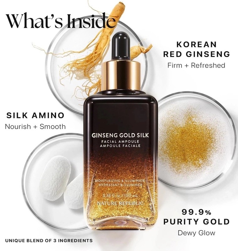 Nature Republic Ginseng Gold Silk Facial Ampoule, 3.38 fl oz - New In Box Sealed gallery