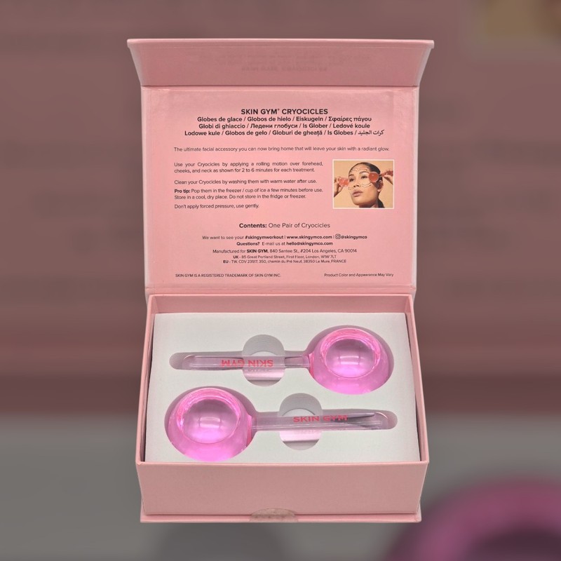 Skin Gym CRYOCICLES Glass Facial Cooling Globes Pink NEW gallery