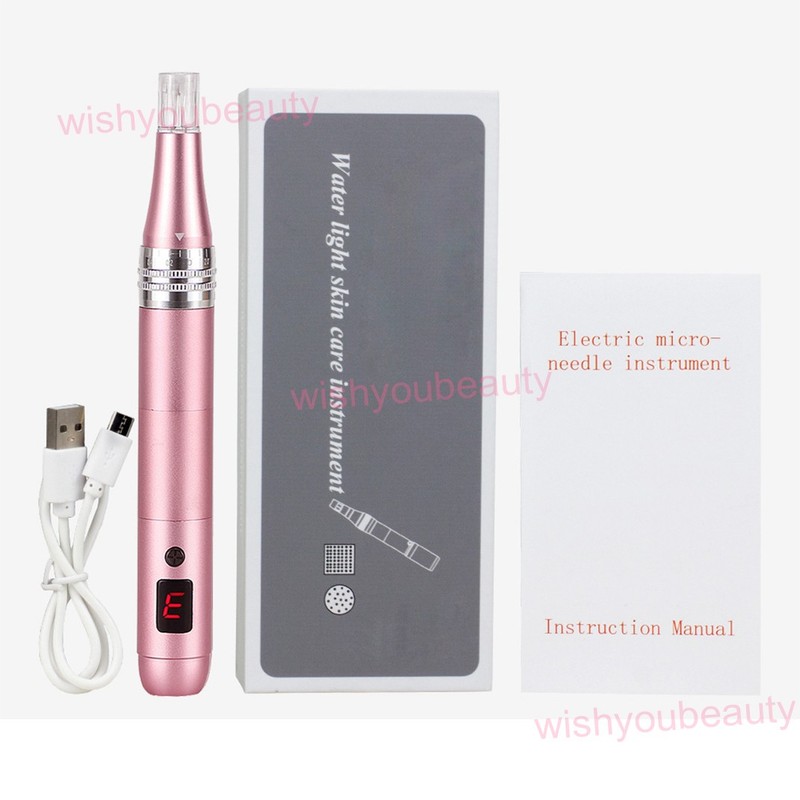 USB Rechargeable Electric Nano Mi-cro-Needing Pen Acne Removal+3D Cartridges Kit