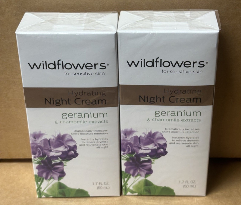 2 PACK Wildflowers For Sensitive Skin Geranium & Chamomile Hydrating Night Cream