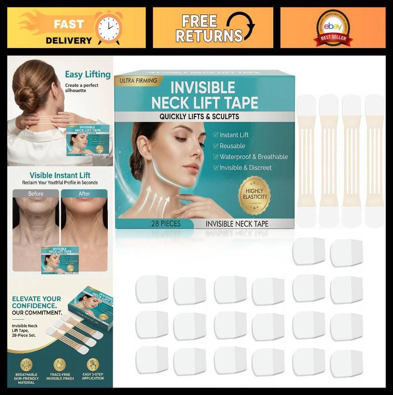Invisible Neck Lift Tape – 28 PCS Waterproof Face Lifting Straps for Double Chin