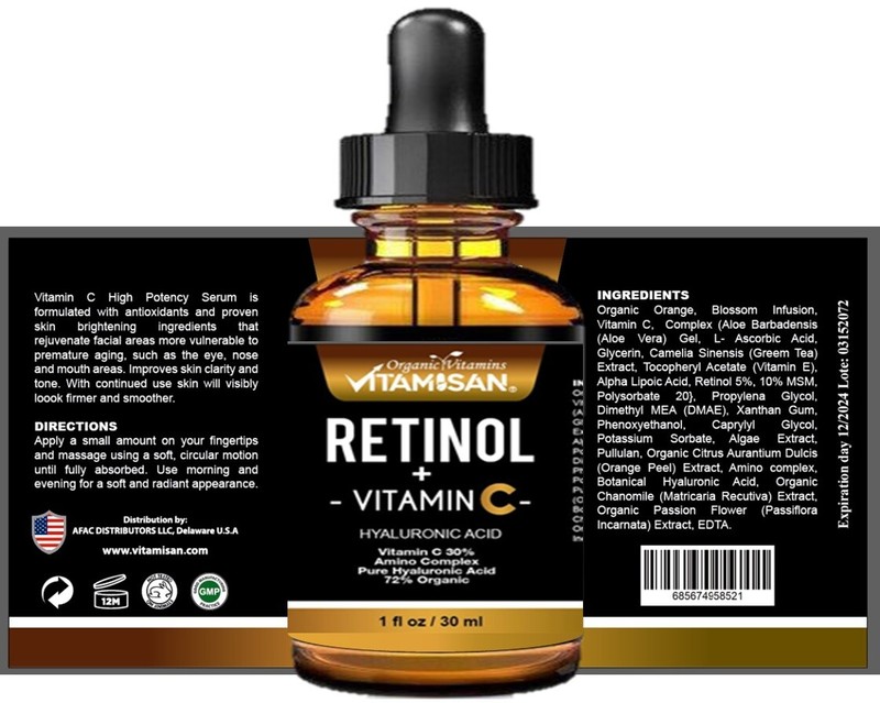 2 Retinol + Vitamin C & Hyaluronic Acid Anti-Aging Fine line Wrinkle Serum 30 gallery