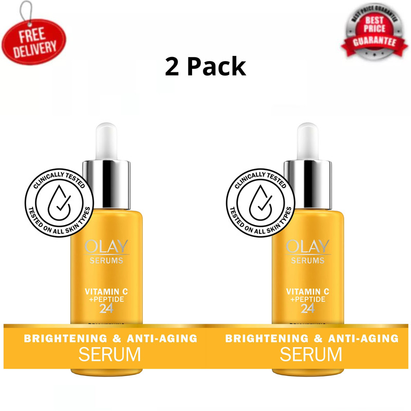 (2 Pack) Olay Vitamin C Peptide 24 Serum 1.3 oz Brightening Dry Dull Skin