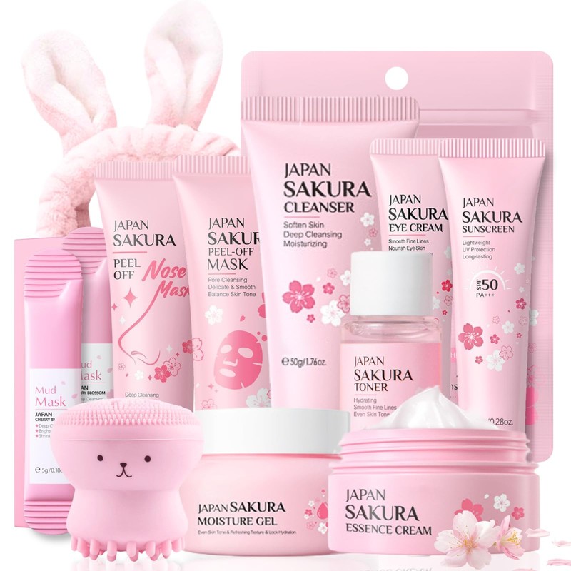 Skincare Kit Sakura Teen Girls Gifts – Skin Care Set Travel Size Toiletries -…