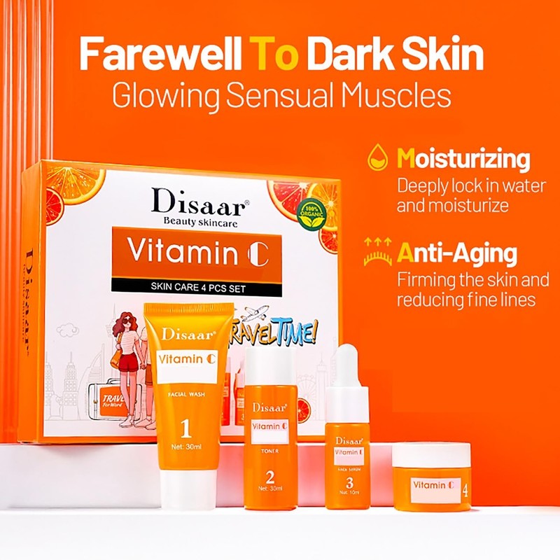 DISAAR BEAUTY Vitamin C Orange Extract Skin Care Set 30ml+30ml+10ml+15g 4PCS gallery