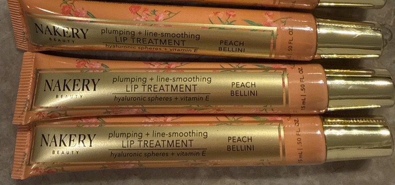LOT OF 3 NAKERY Beauty Lip Balm Treatment Plumping Line Smoothing PEACH BELLINI