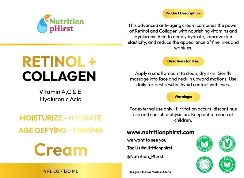 Retinol + Collagen, Hyaluronic Acid, Vitamin C AntiAging Wrinkle Serum Cream 4oz gallery