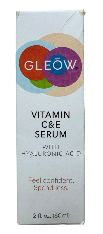 GLEOW Vitamin C & E Hyaluronic Acid Facial Serum – 2 oz – Ex: 10/26