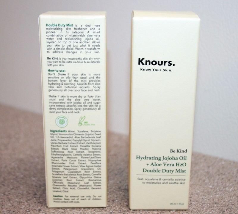 2 KNOURS Be Kind Double Duty Mist Hydrating Jojoba Oil Aloe Vera Travel Size 1oz