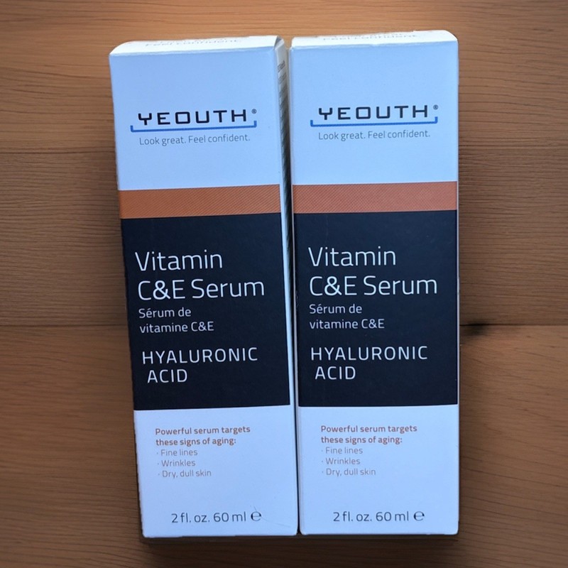 Yeouth, Vitamin C & E Serum, Hyaluronic Acid. 2 fl oz (60 ml) ea **2 Packs**