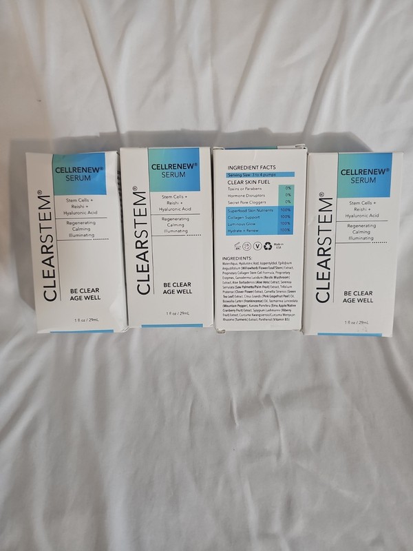 Lot Of 4 Clearstem Cellrenew Serum Stem Cells Reishi Hyaluronic Acid 1 fl oz NIB