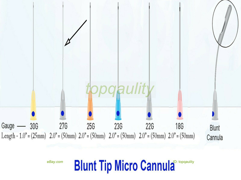 Micro Cannula with Puncture, Blunt Tip for Fillers, USA Seller , FDA Listed